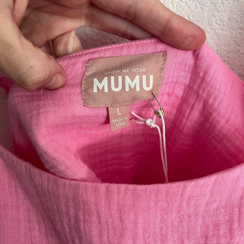 Show Me Your MuMu Pink Linen Tara Crop Top NWT - Picture 3 of 5